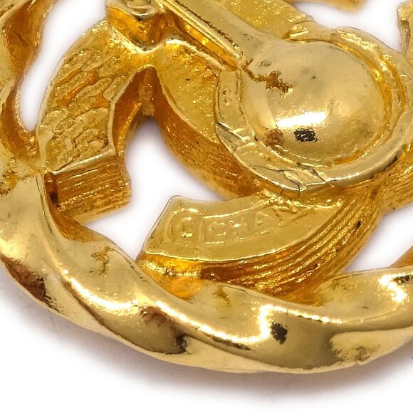 Chanel Gold Button Earrings Clip-On Rhinestone 2137 124549 - Picture 4 of 4